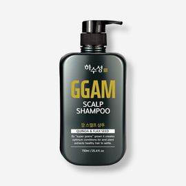 [HASUSUNG] GGAM Quinoa & Flax Seed Scalp Shampoo 300ml 750ml – Herbal Extracts for Hair Loss Relief, Refreshing & Non-Irritating with a Fresh Spring Scent - Made in Korea